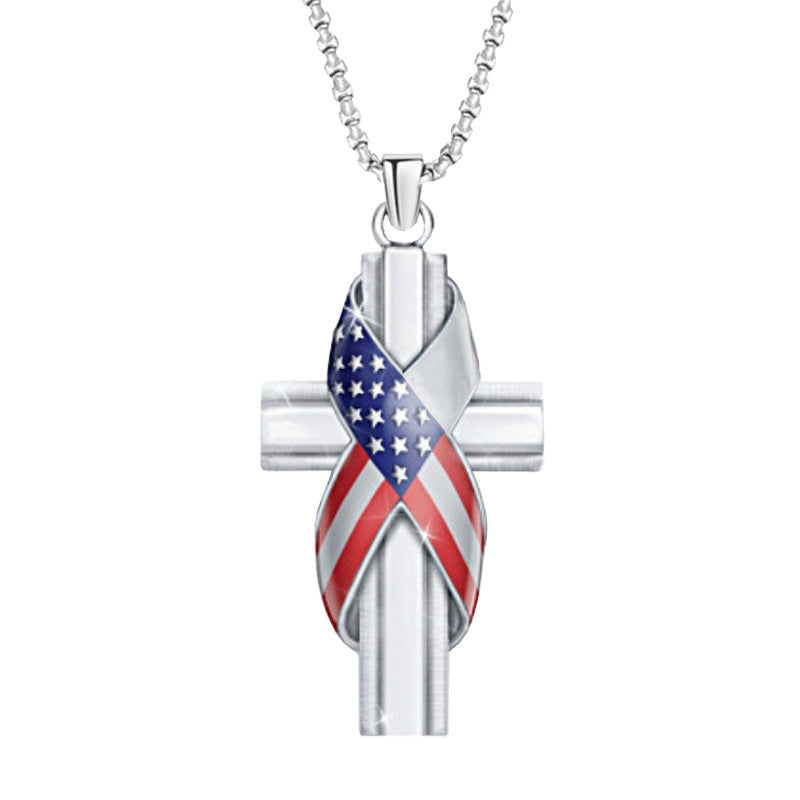 Wholesale American Flag Creative Cross Necklace